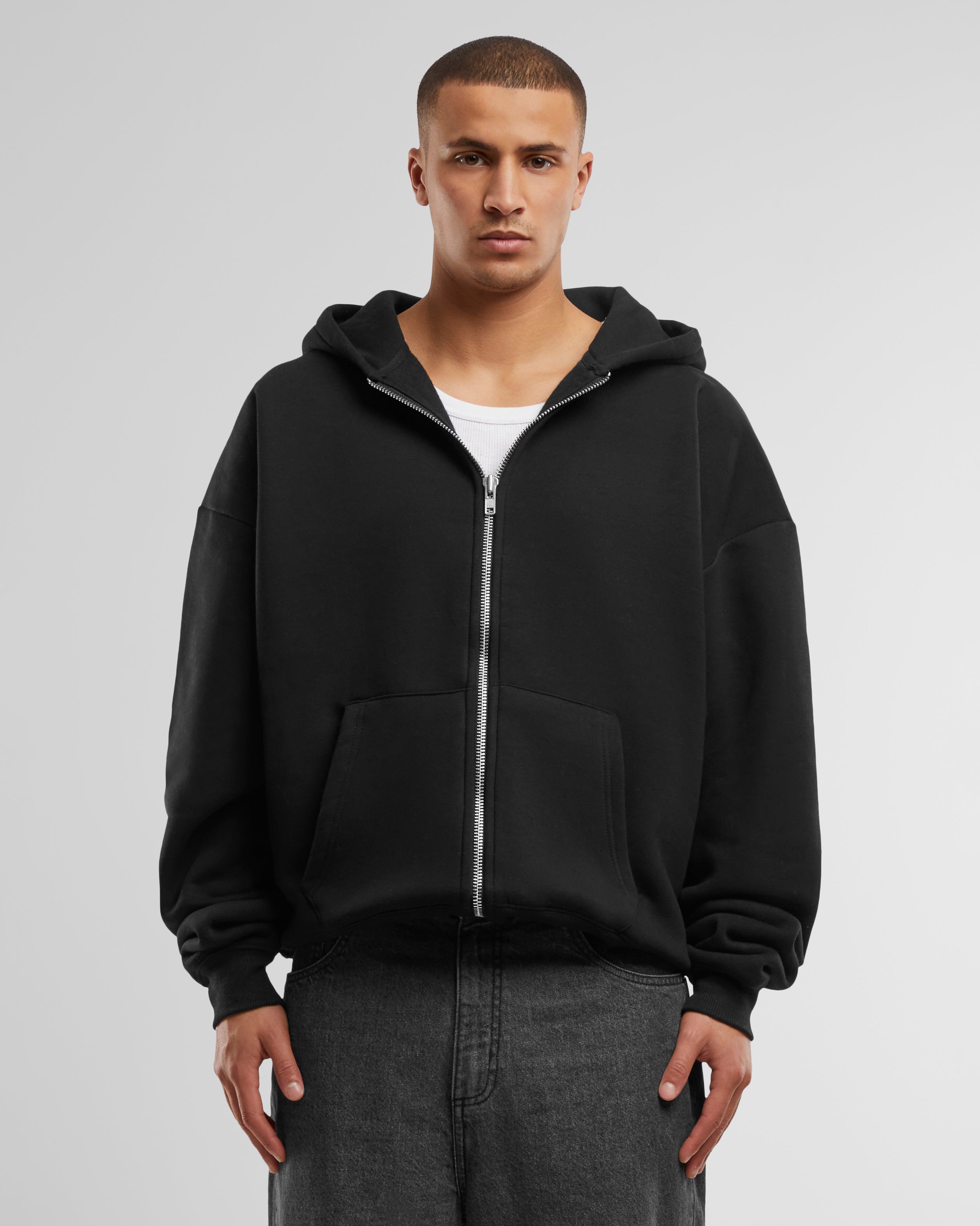 Black oversized hoodie zip up sale