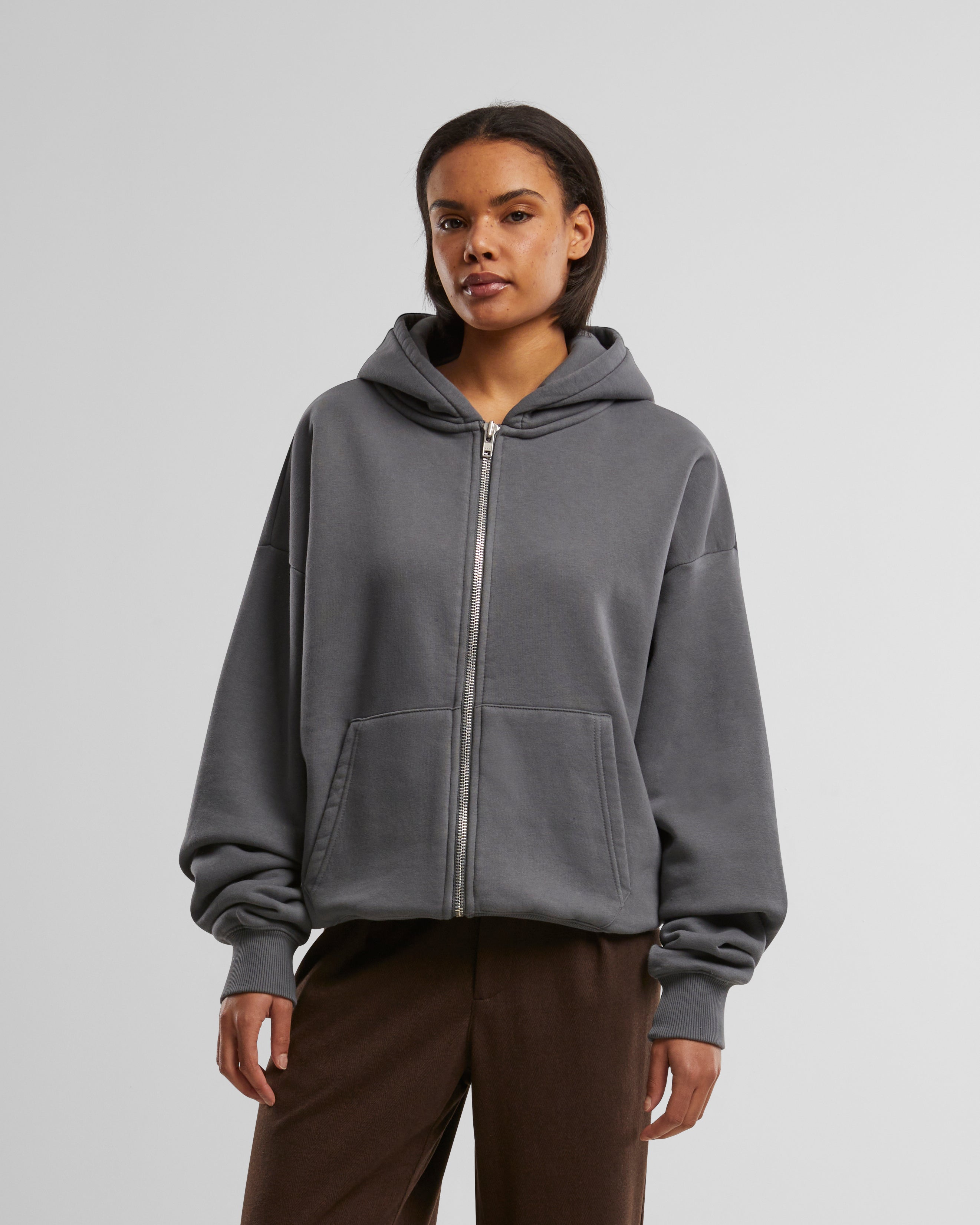 Oversized Zip-Hoodie Grey (Stone Washed)