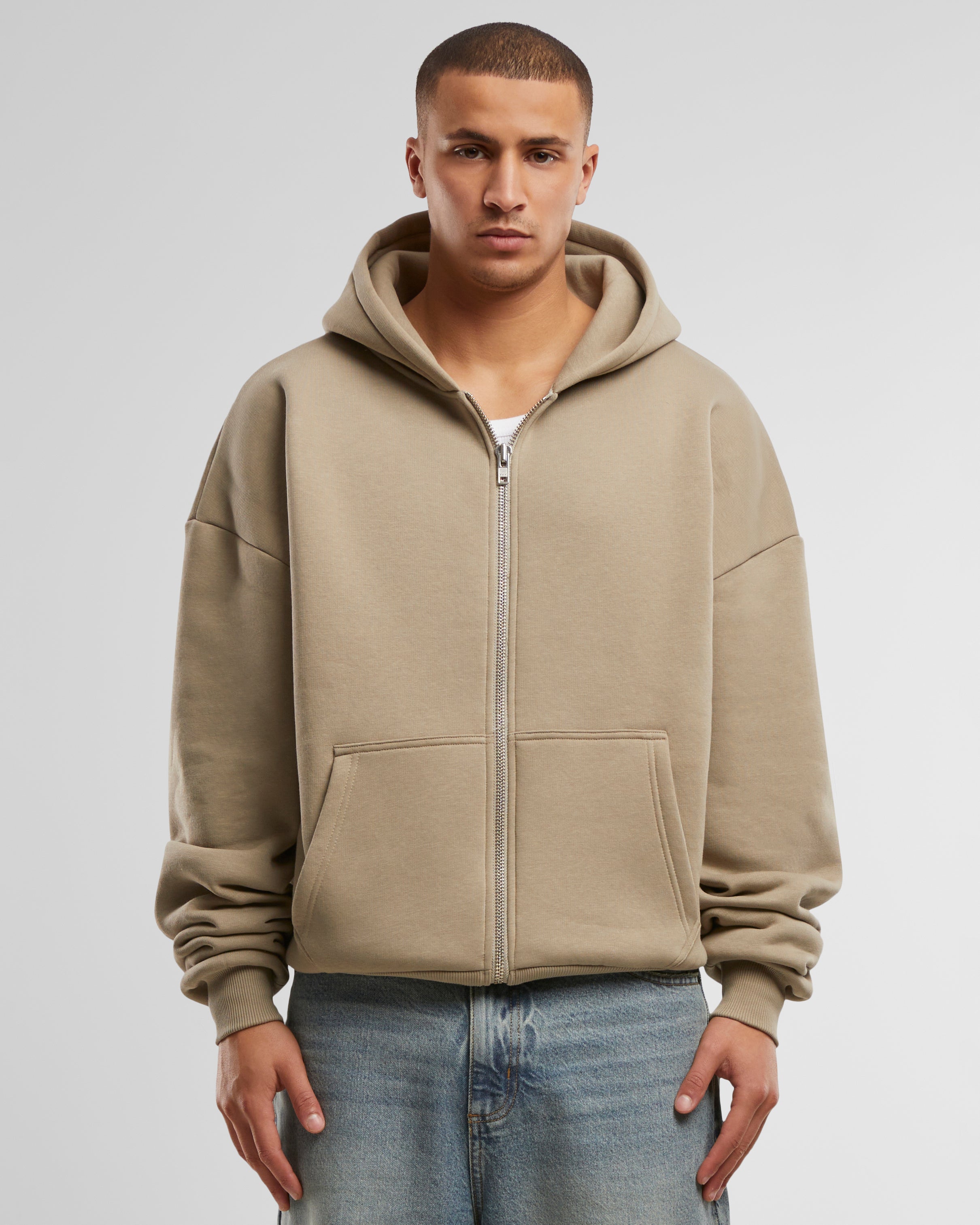 Oversized Zip-Hoodie Sand (Stone Washed)