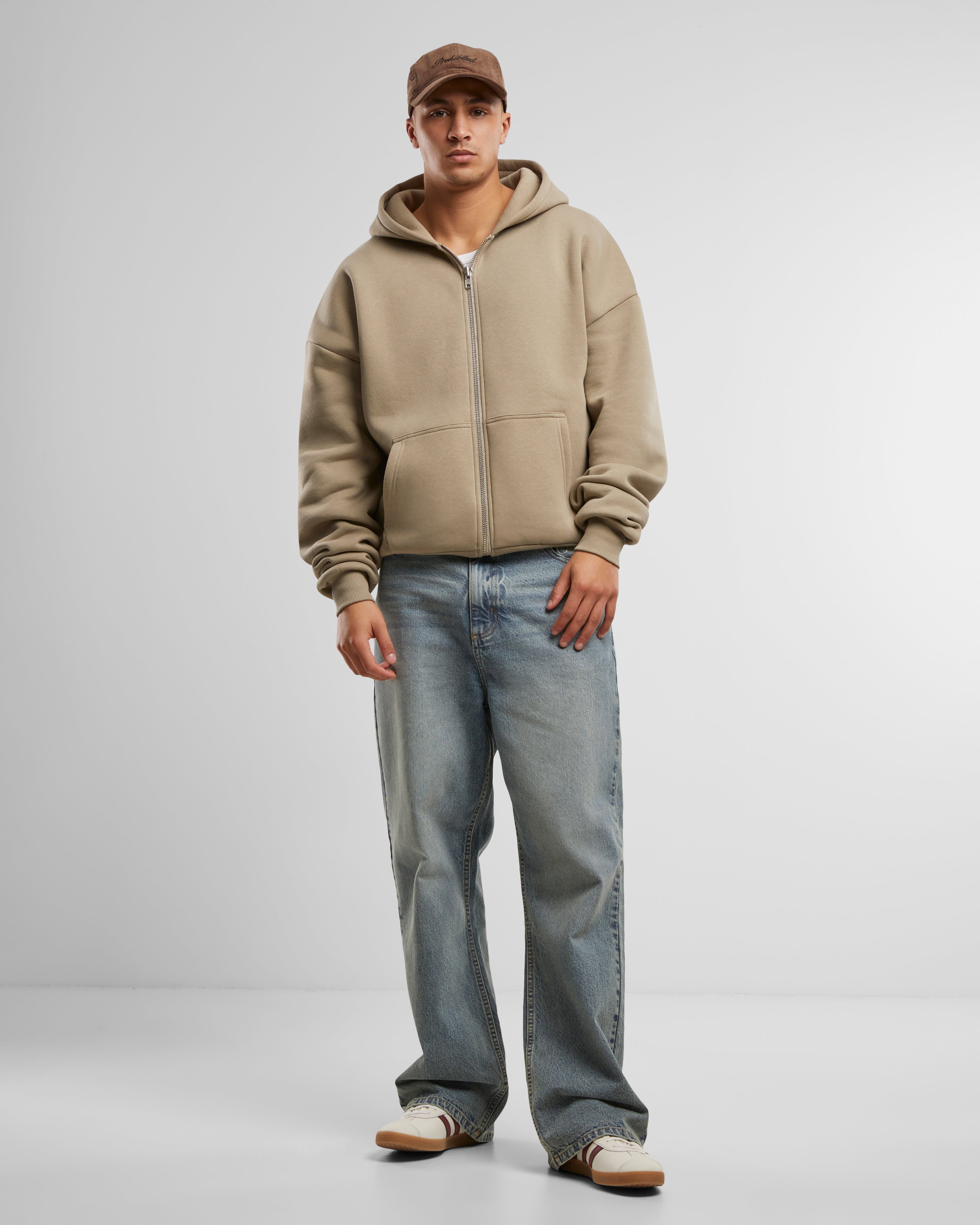 Oversized Zip-Hoodie Sand (Stone Washed)