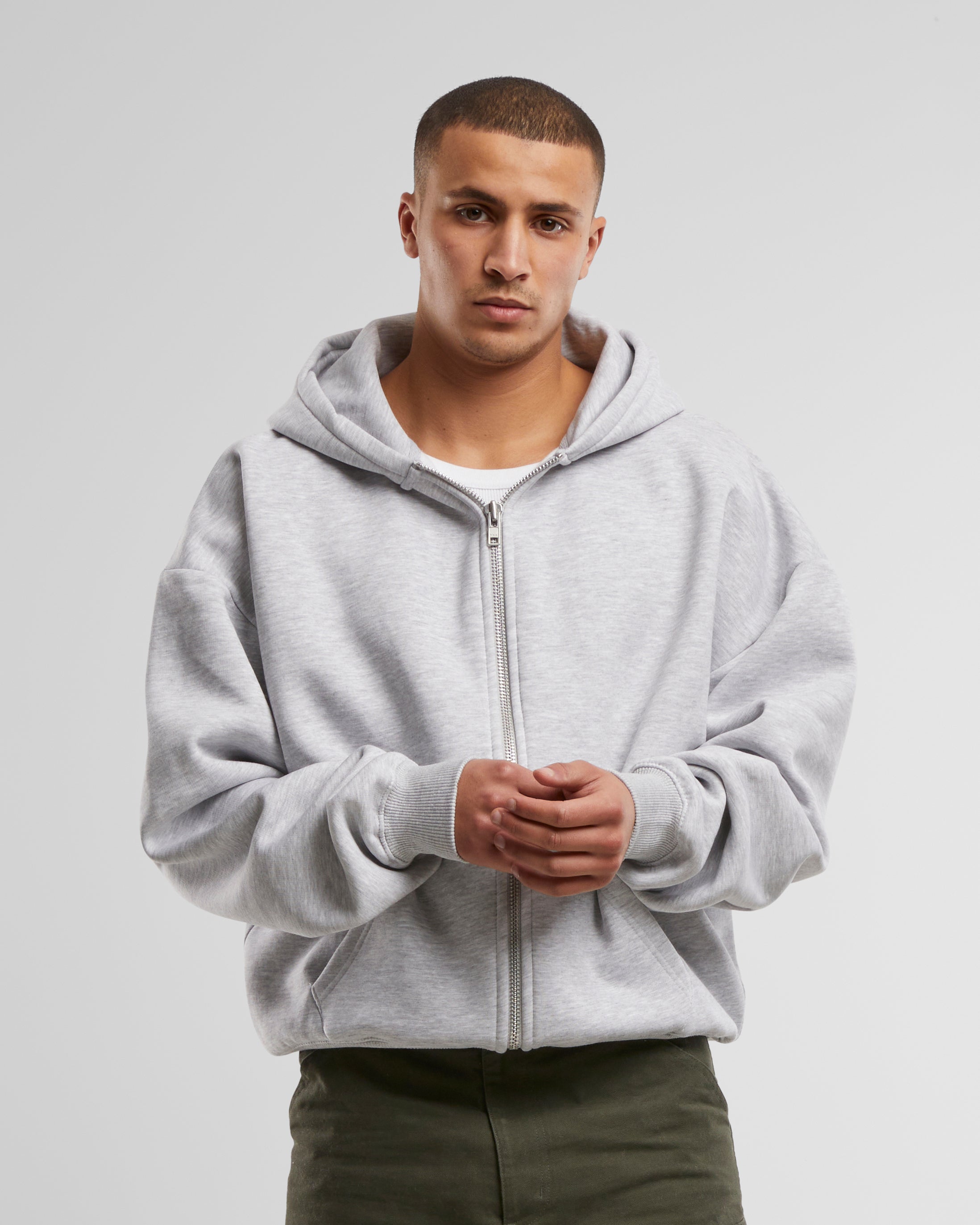 Oversized grey zip hoodie on sale