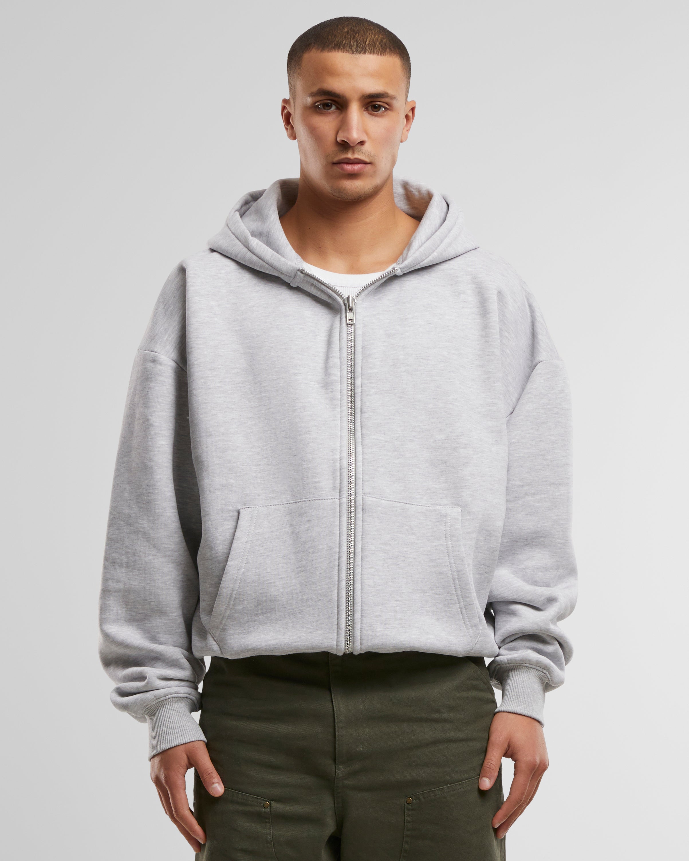 Oversized Zip-Hoodie Grey Melange