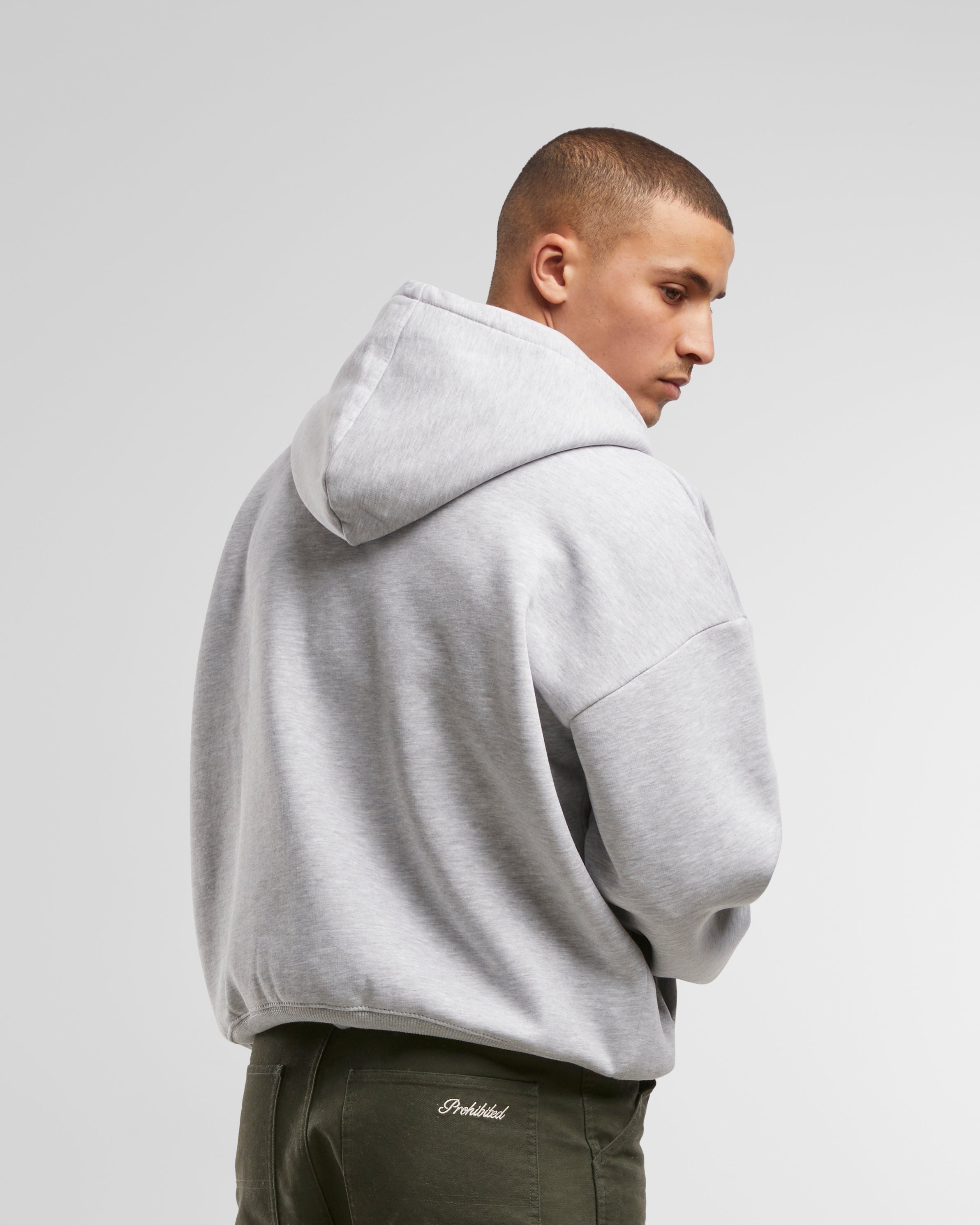 Oversized Zip-Hoodie Grey Melange