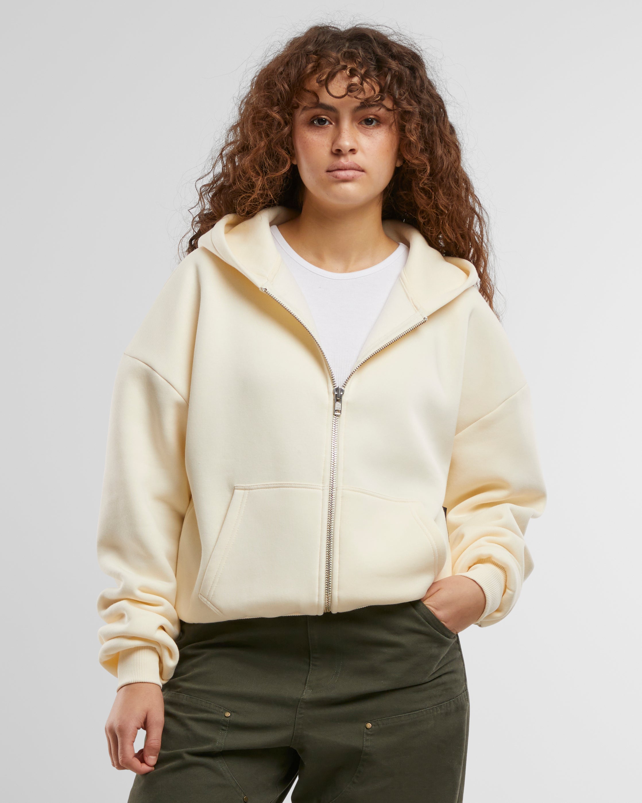 Oversized Zip Hoodie Cream