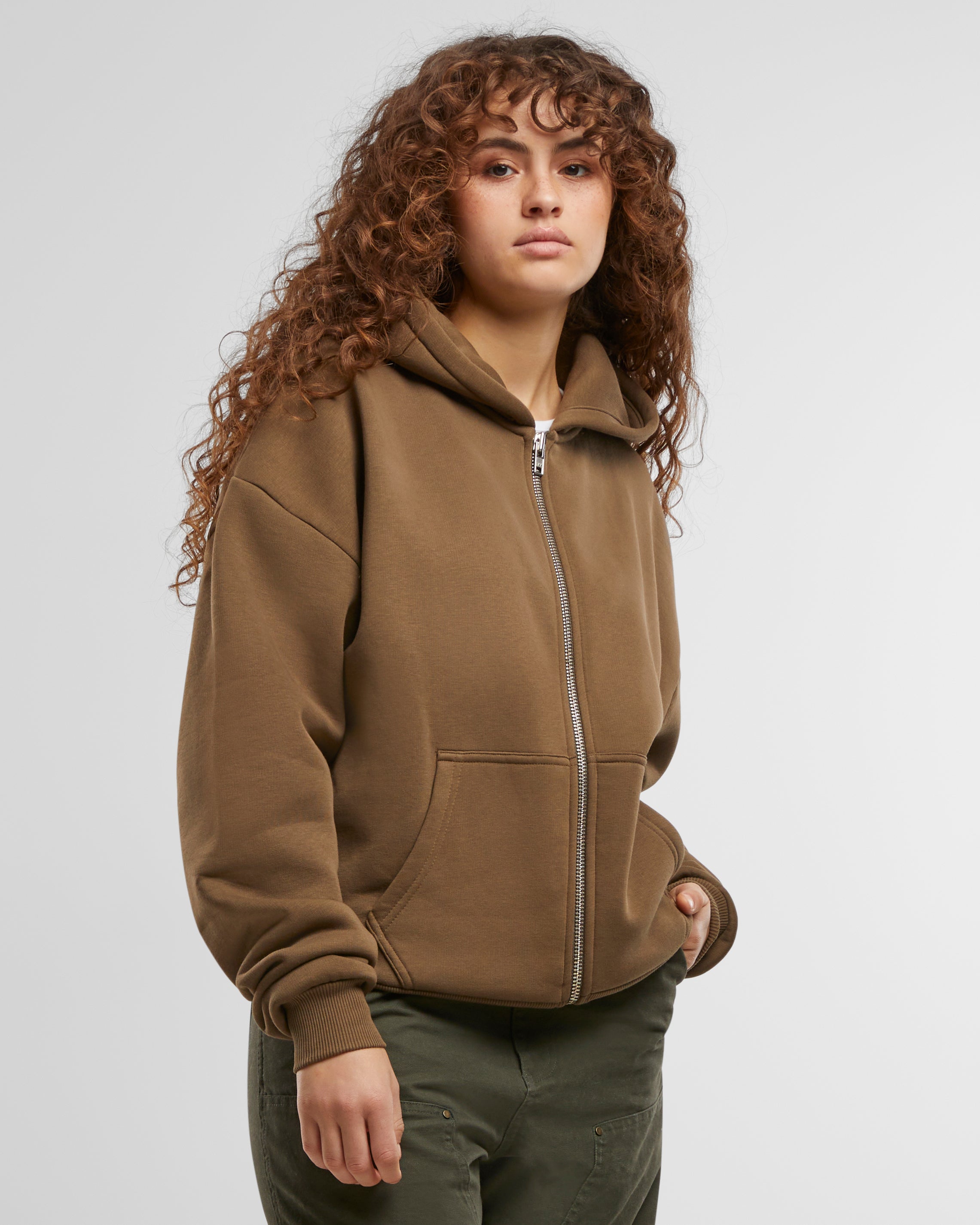 Oversized Zip-Hoodie Mokka (Stone Washed)