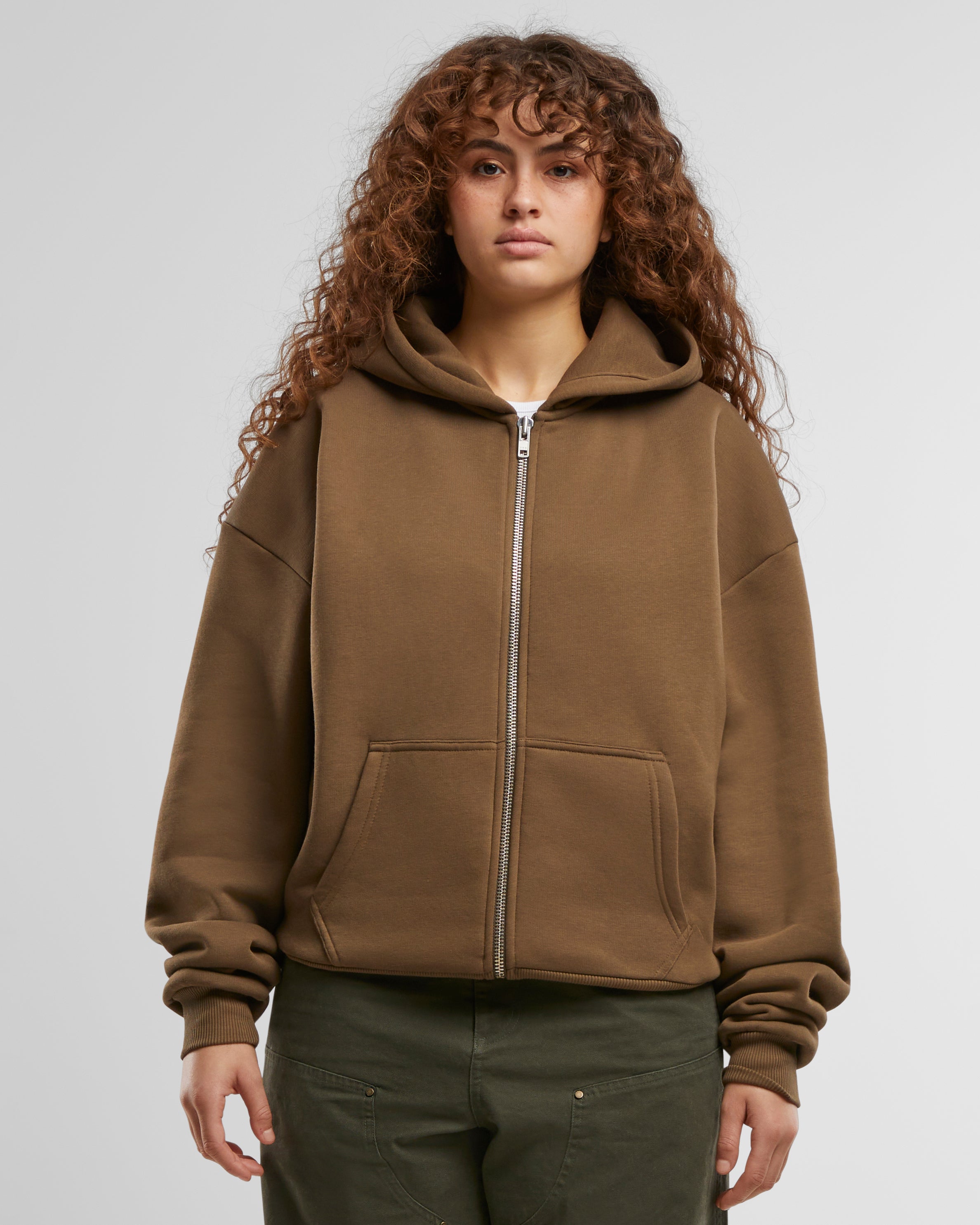 Oversized Zip-Hoodie Mokka (Stone Washed)