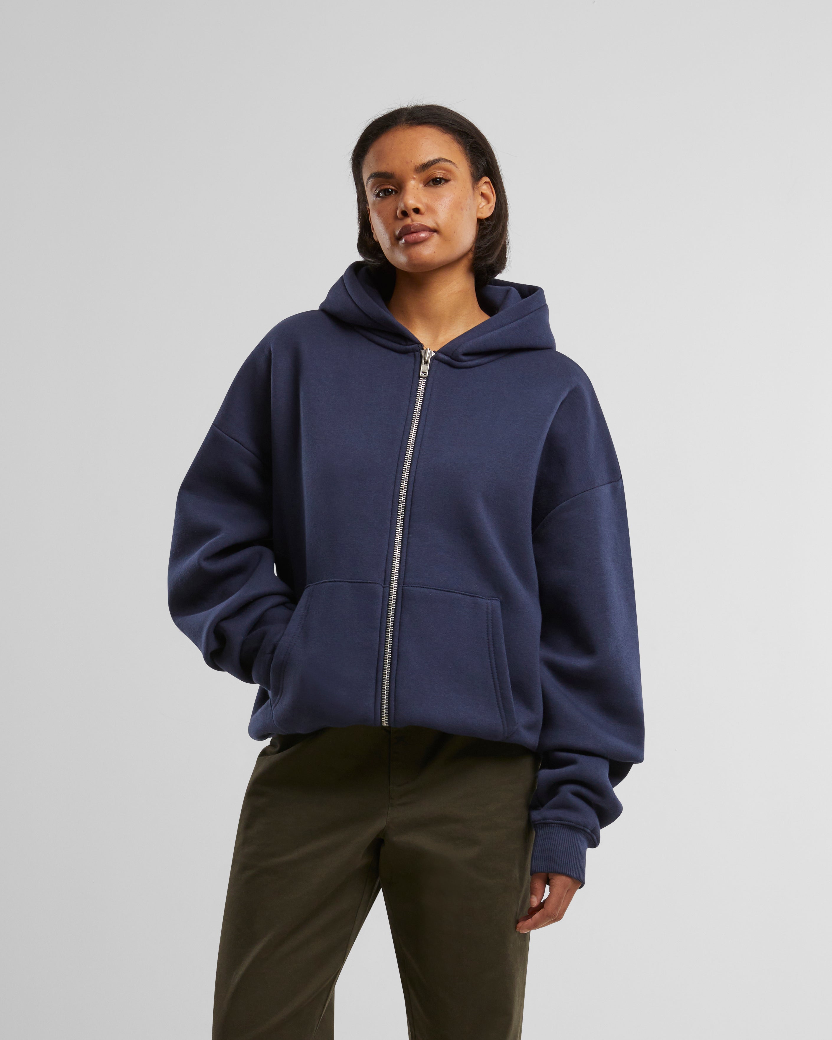 Oversized Zip-Hoodie Navy