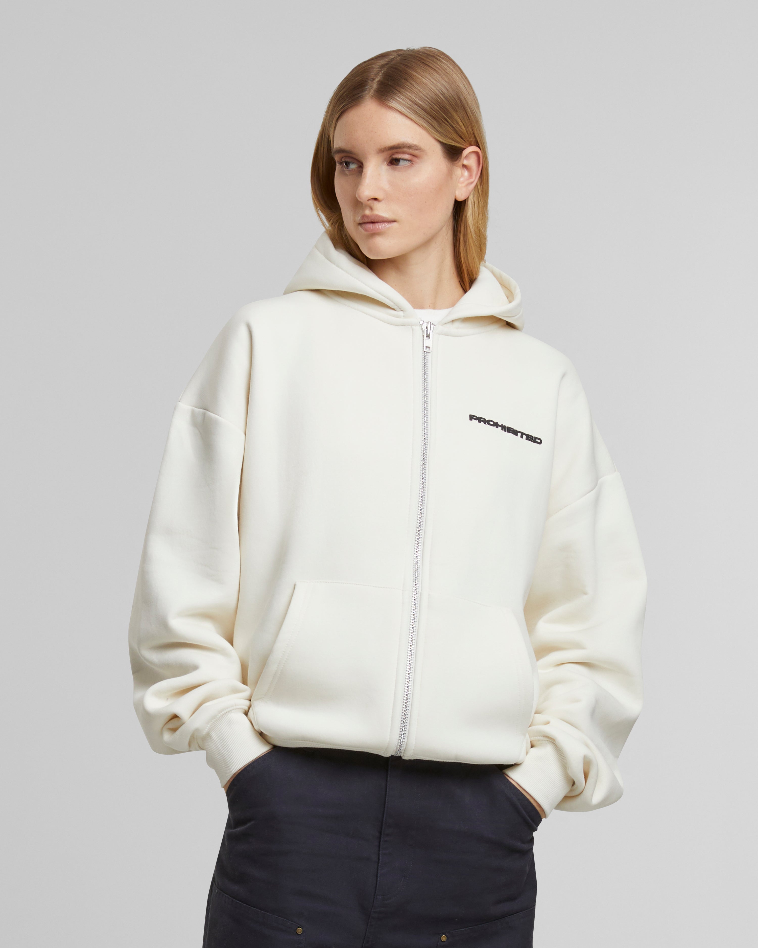 10119 Zip-Hoodie Cream