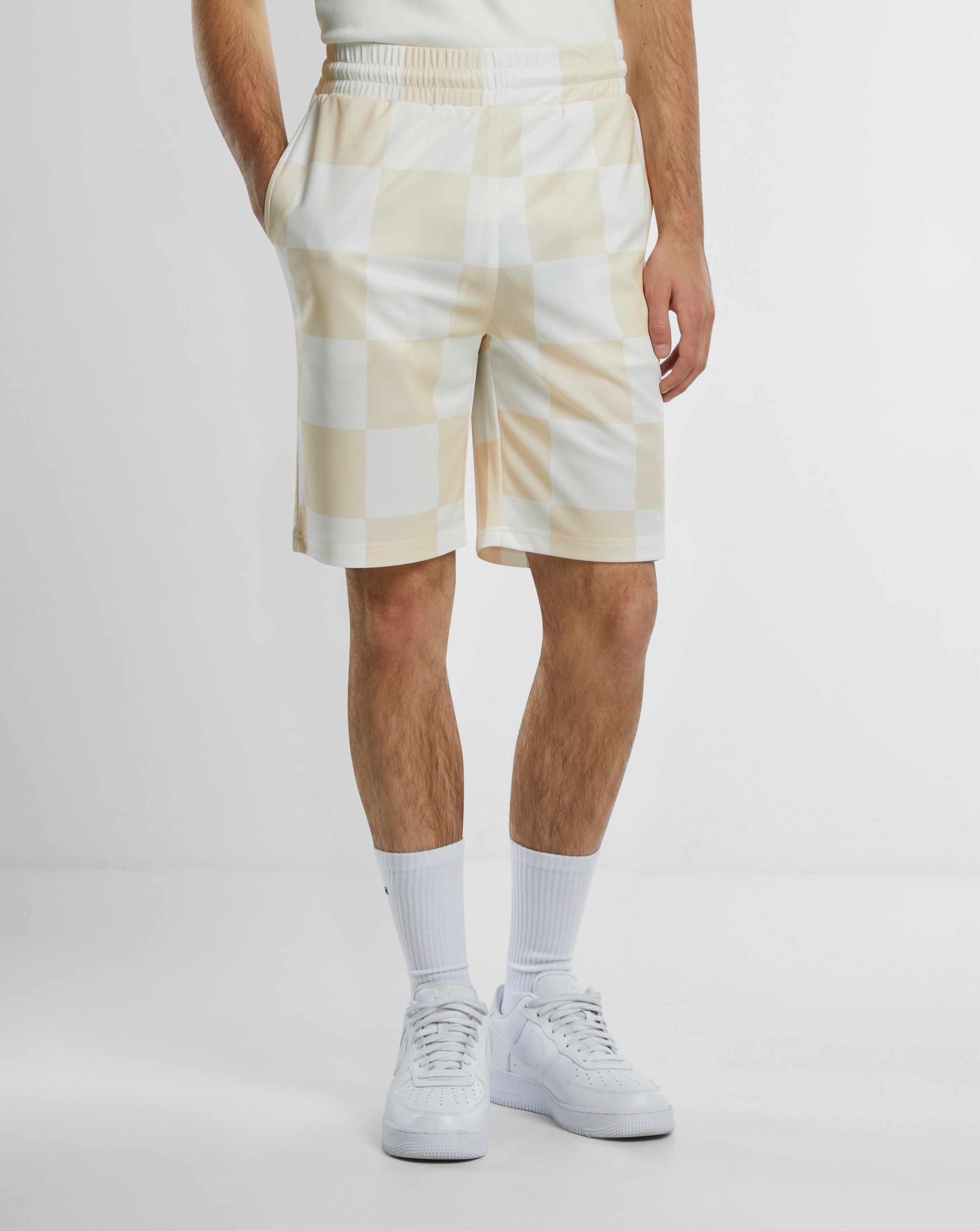 Checkered Shorts Beige