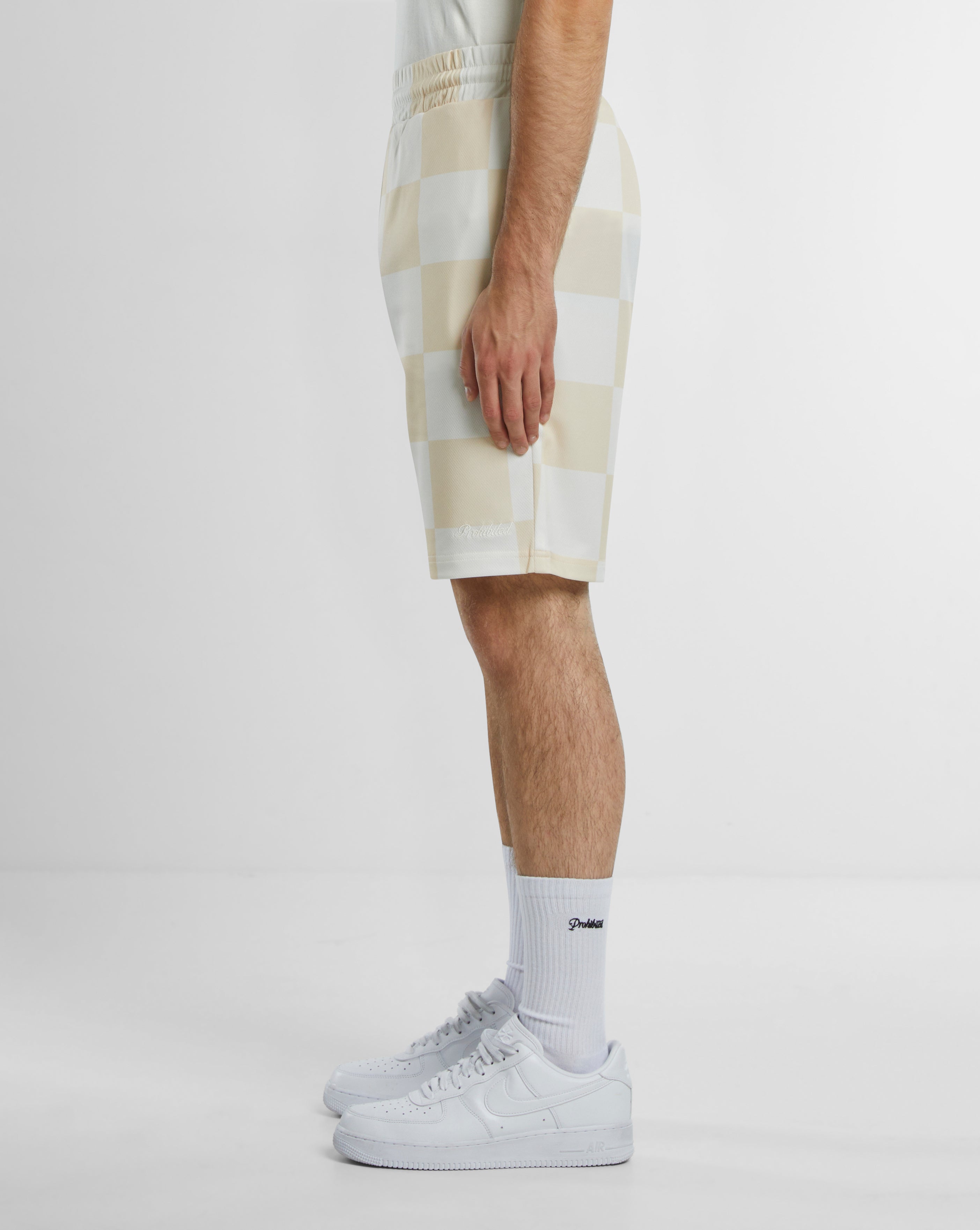 Checkered Shorts Beige