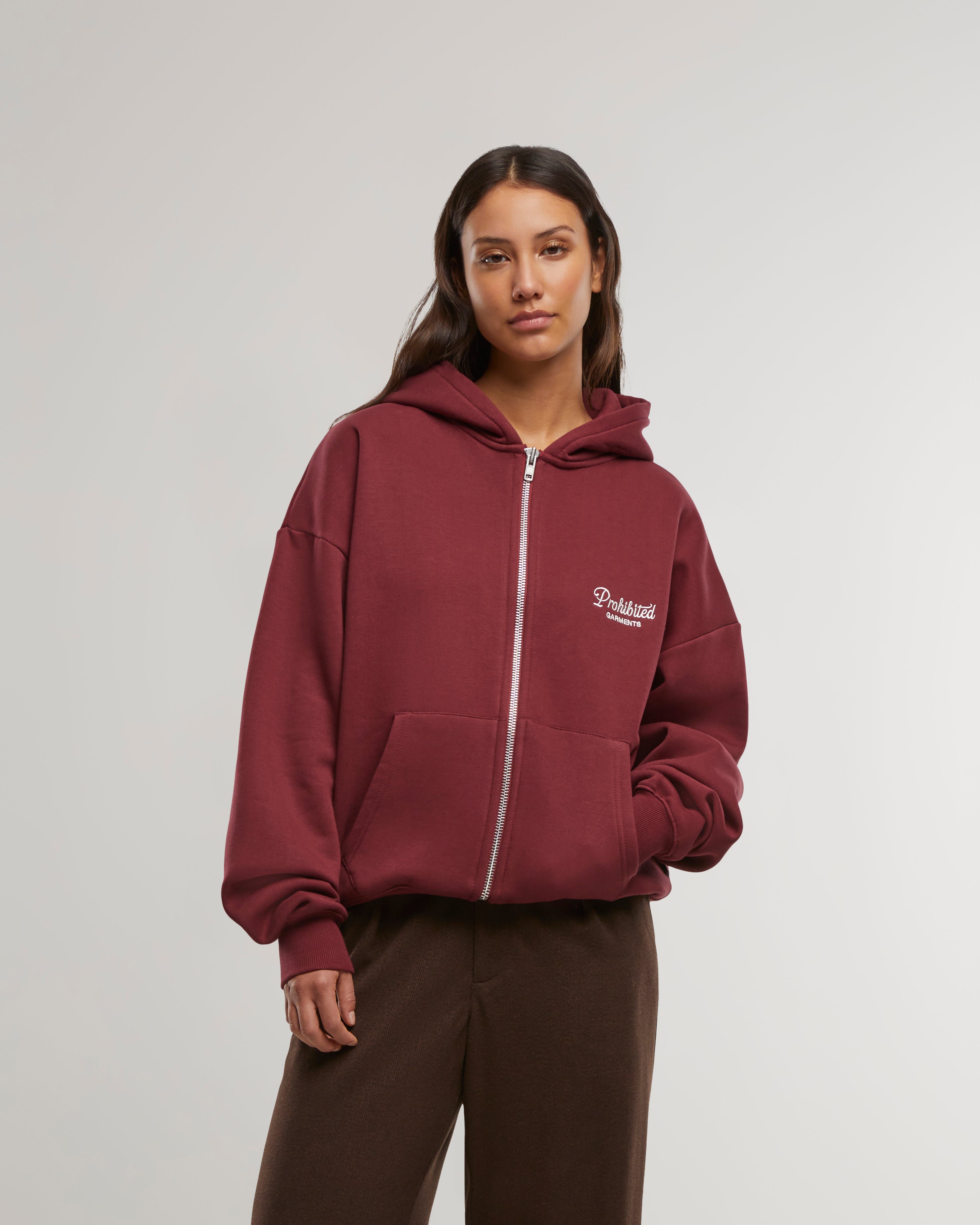 PB Garment Zip-Hoodie Bordeaux