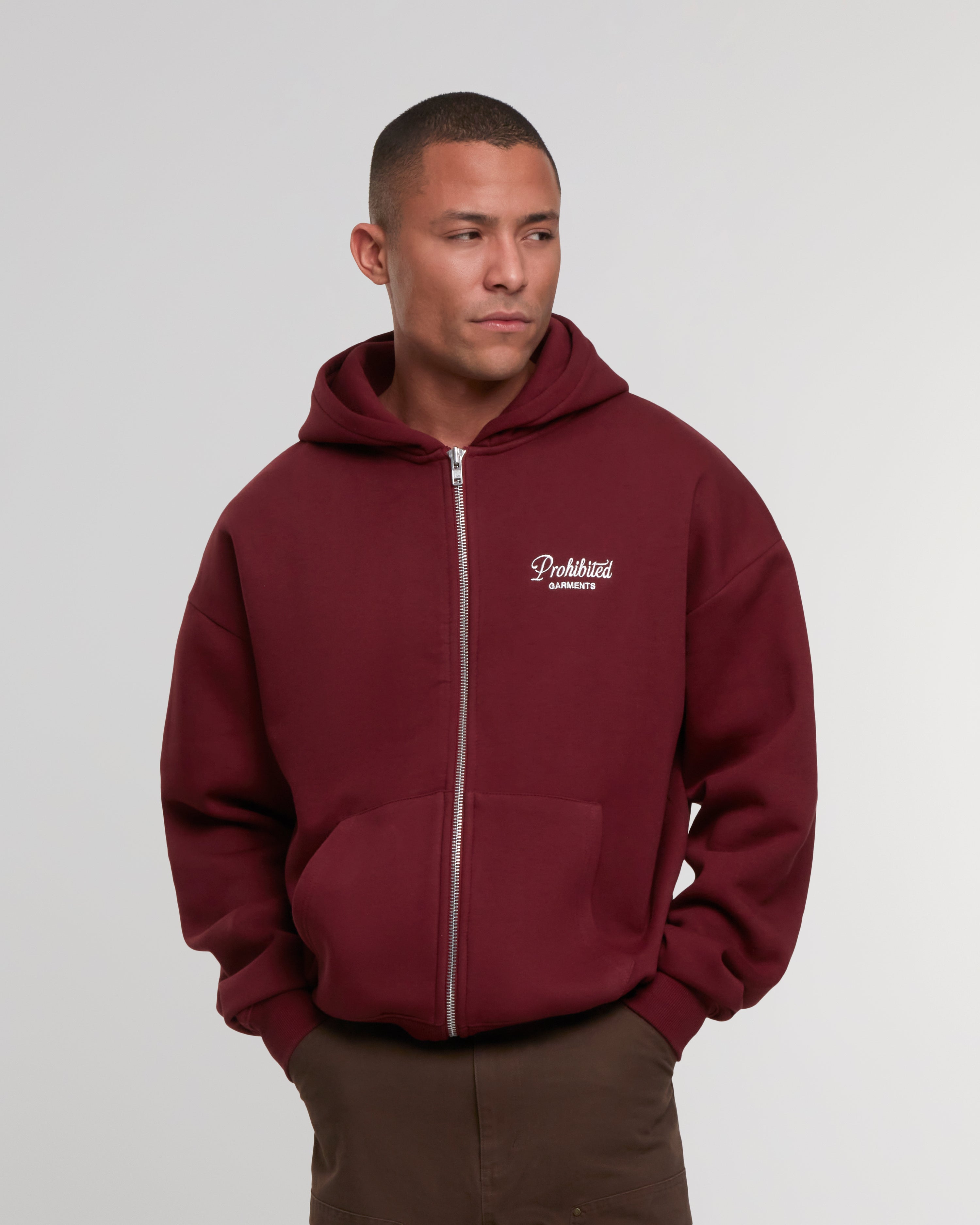 PB Garment Zip-Hoodie Bordeaux