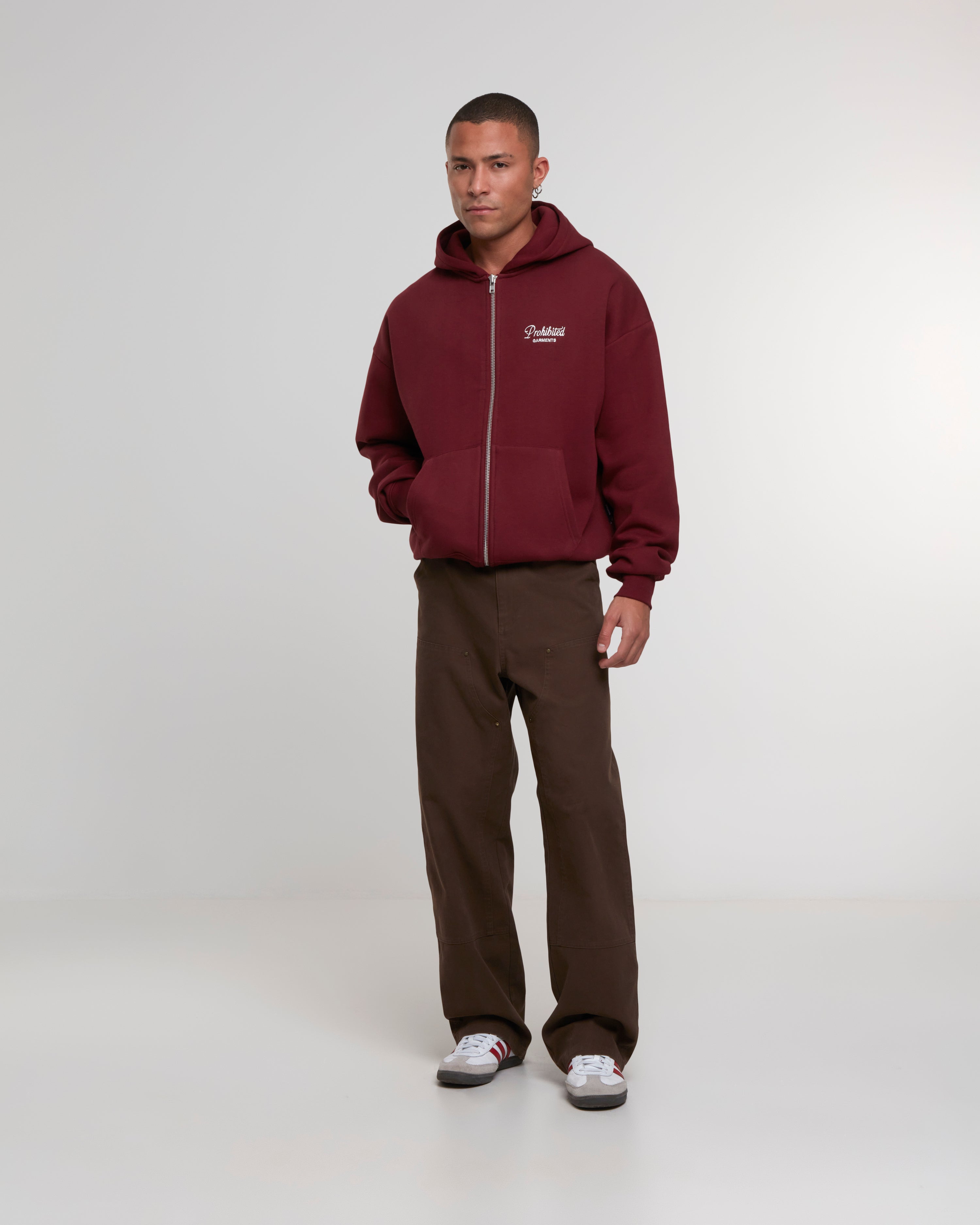 PB Garment Zip-Hoodie Bordeaux