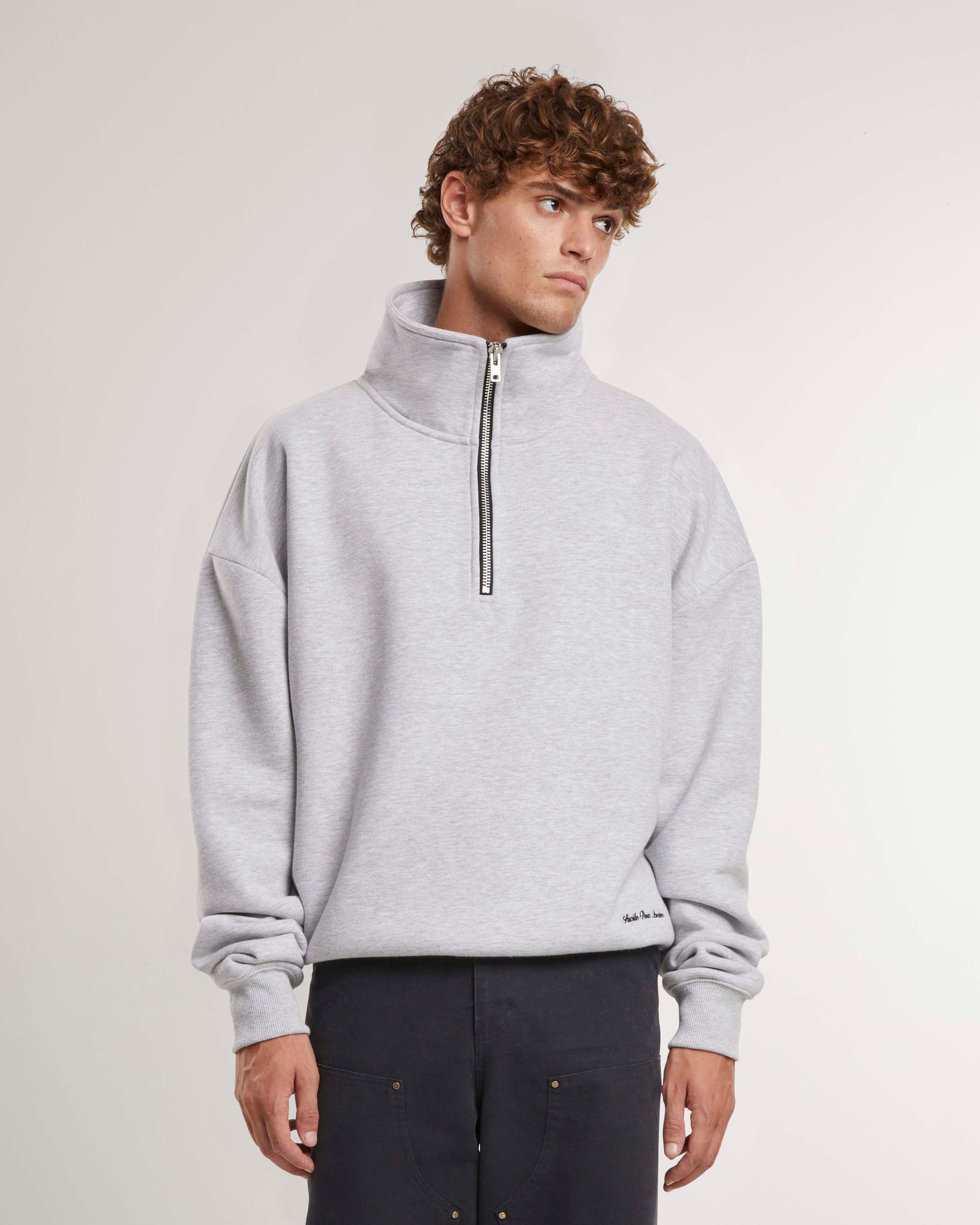 Clapham Half-Zip Grey Melange