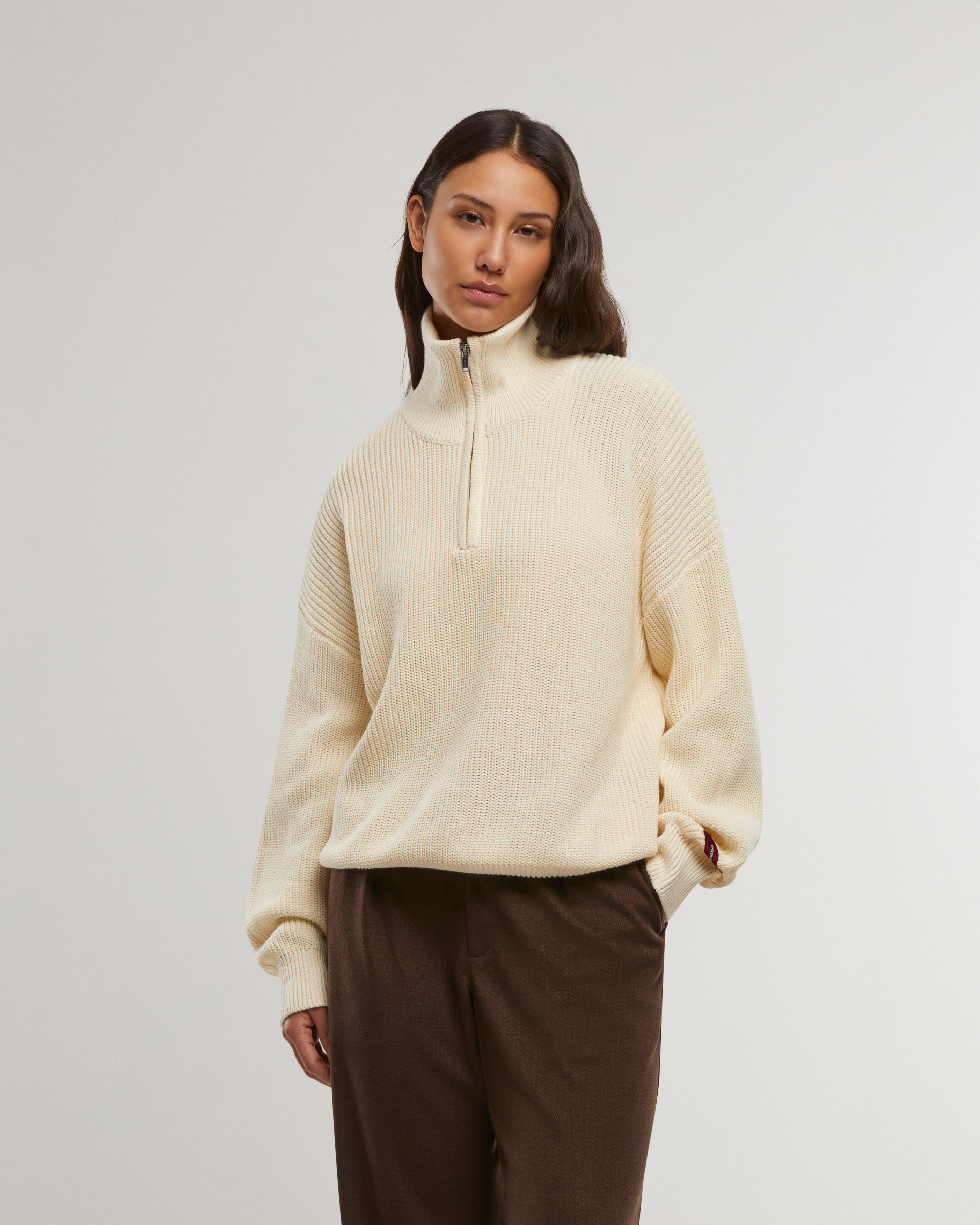 Winter Knit Half-Zip Off-White