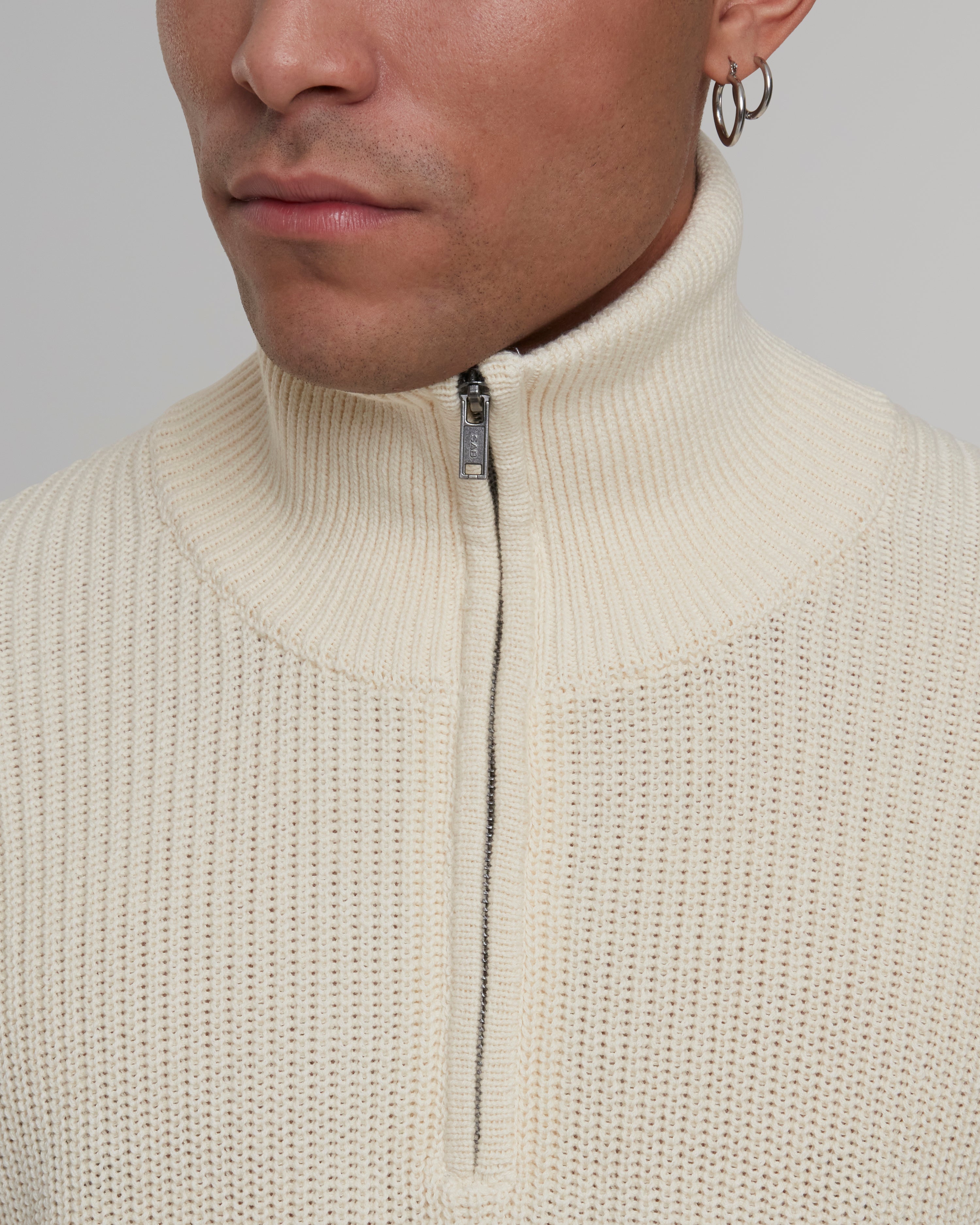 Winter Knit Half-Zip Off-White