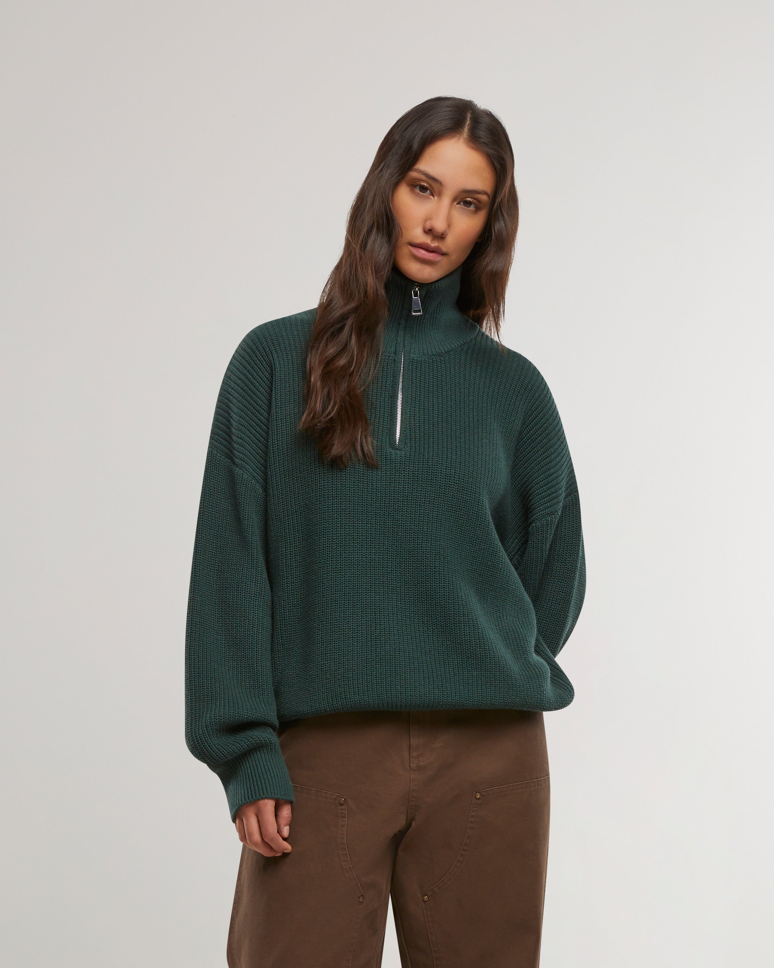 Winter Knit Half-Zip Green