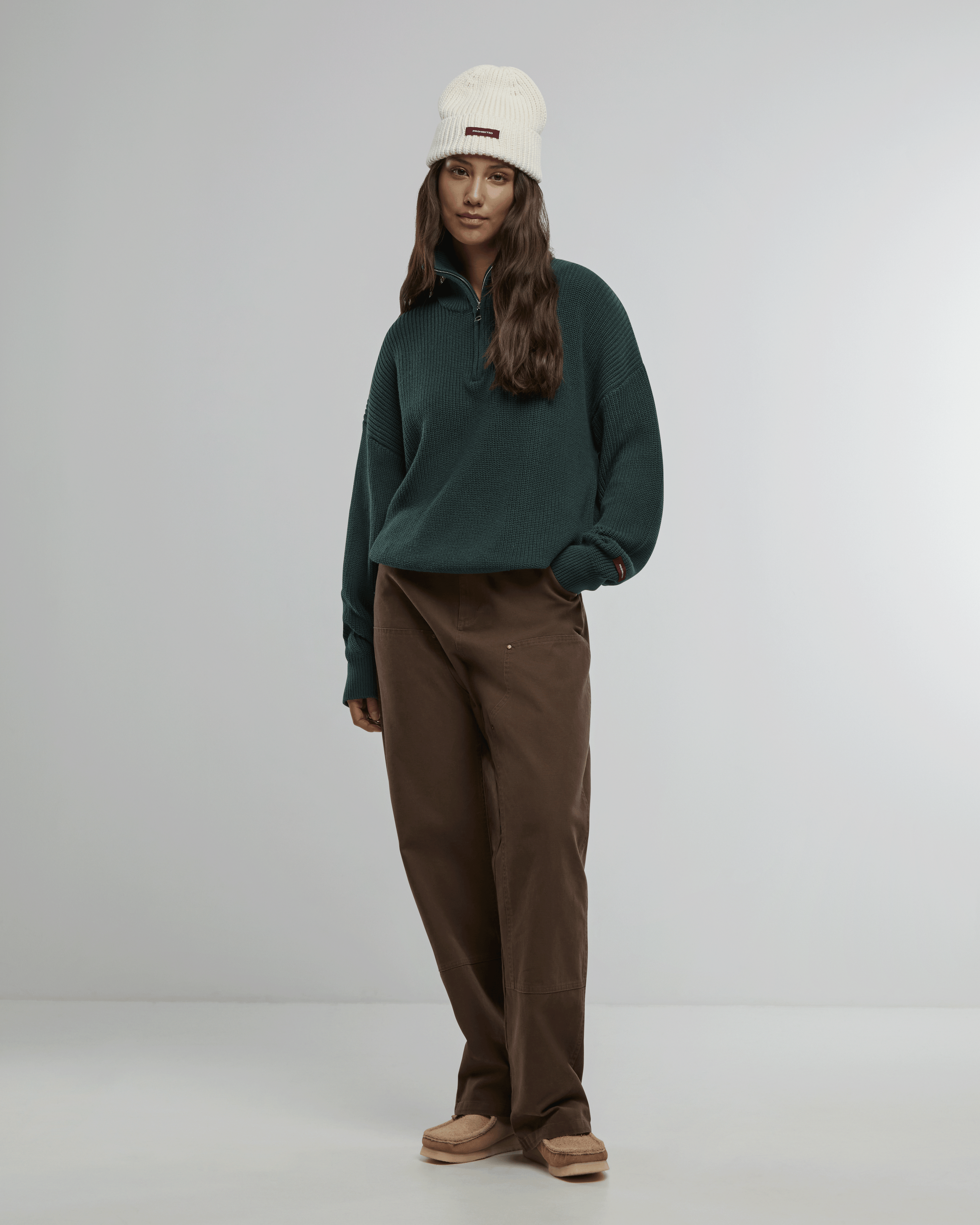 Winter Knit Half-Zip Green