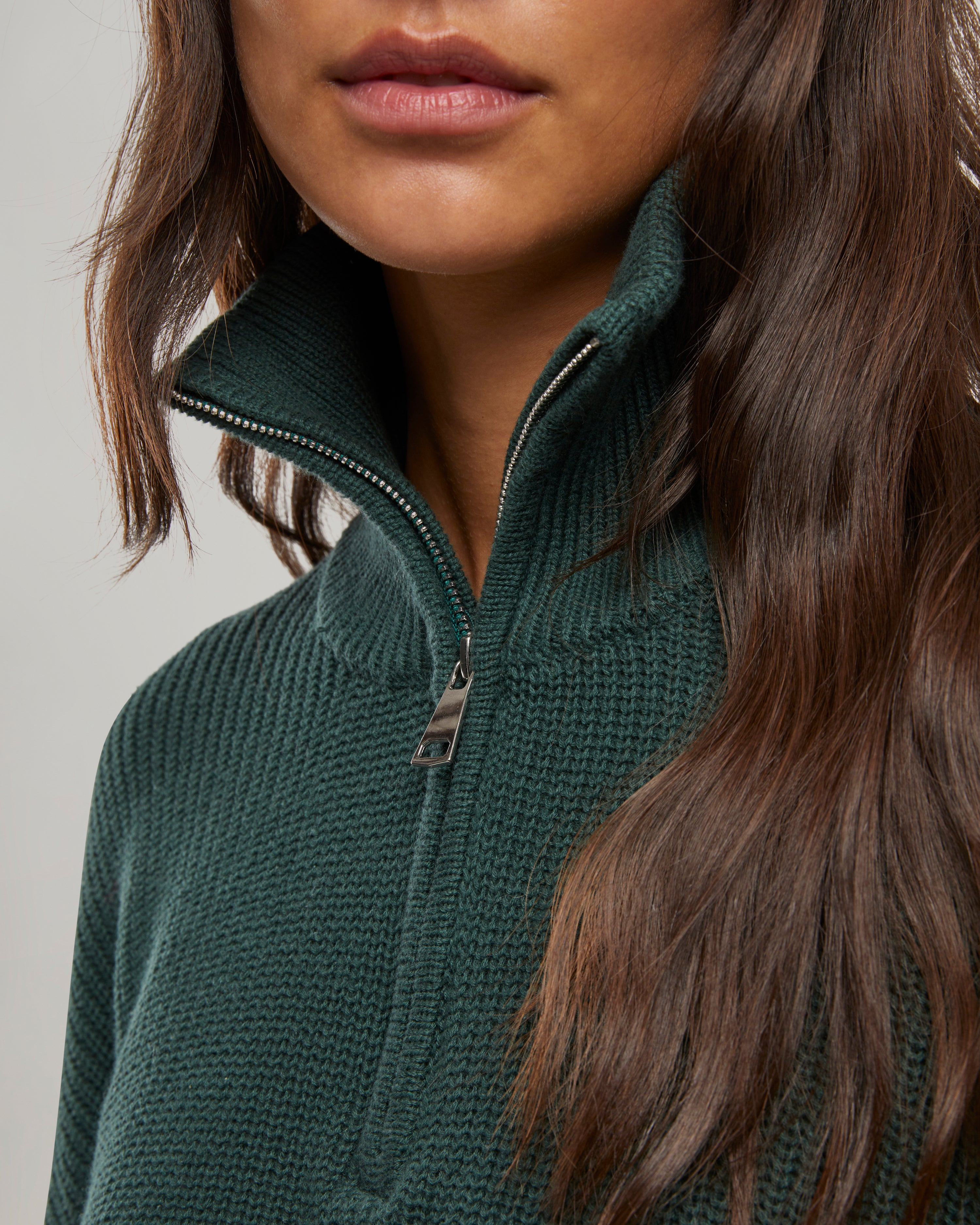 Winter Knit Half-Zip Green