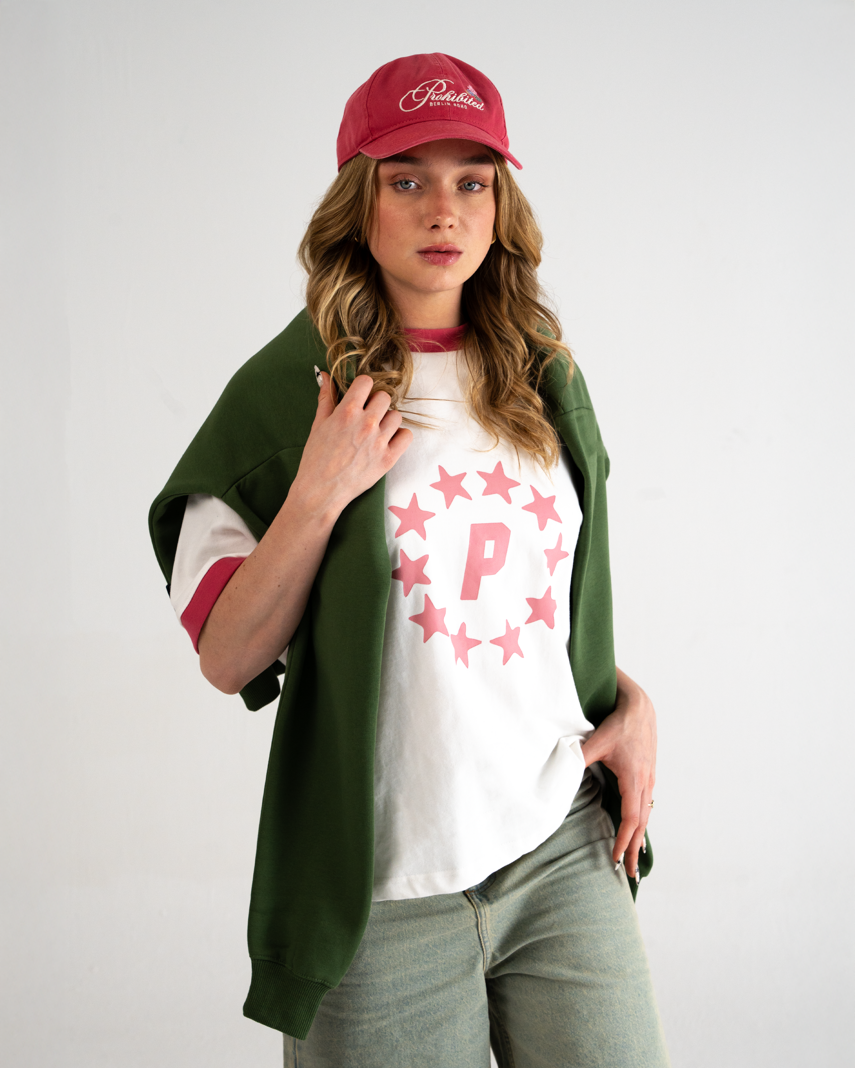 Stars Contrast Tee Vintage Red