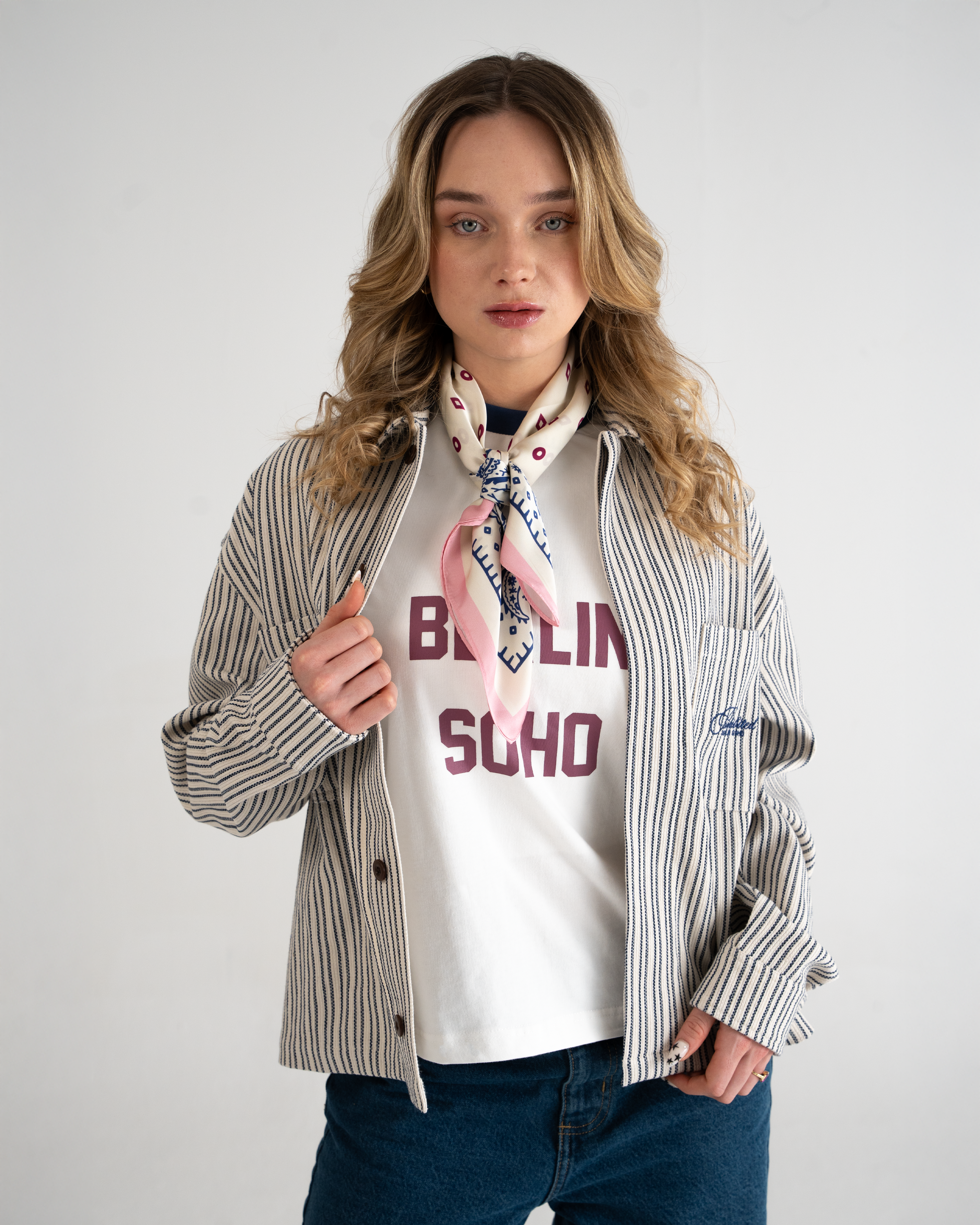 Striped Harrington Jacket True Blue