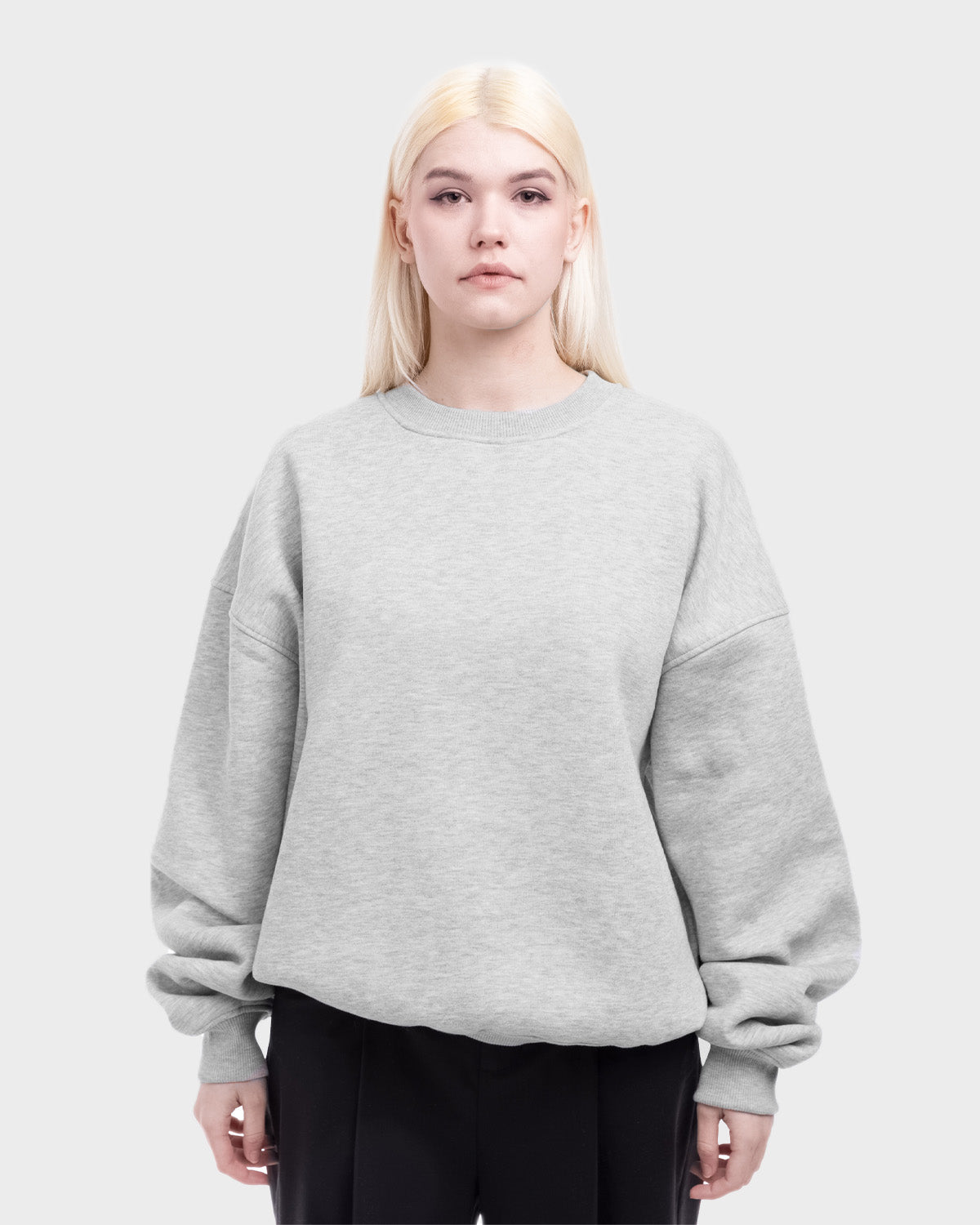 Oversized Crew Neck Grey Melange