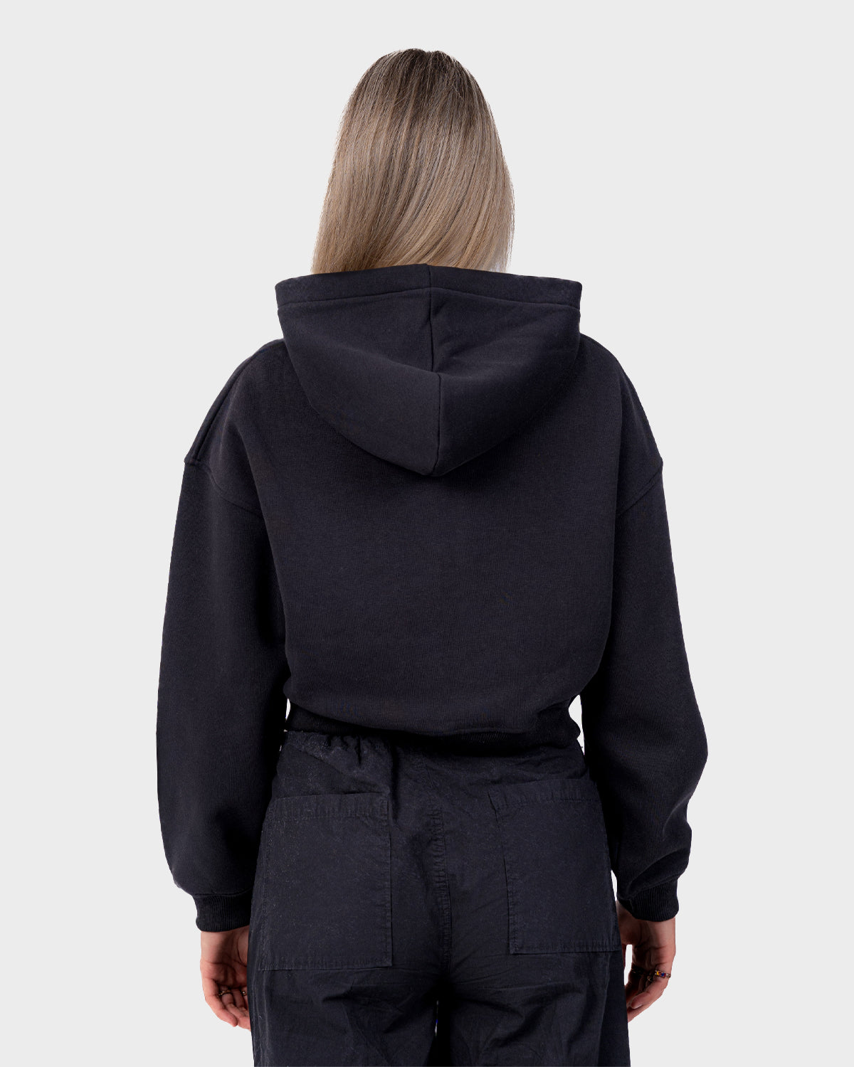 Cropped Zip-Hoodie Black