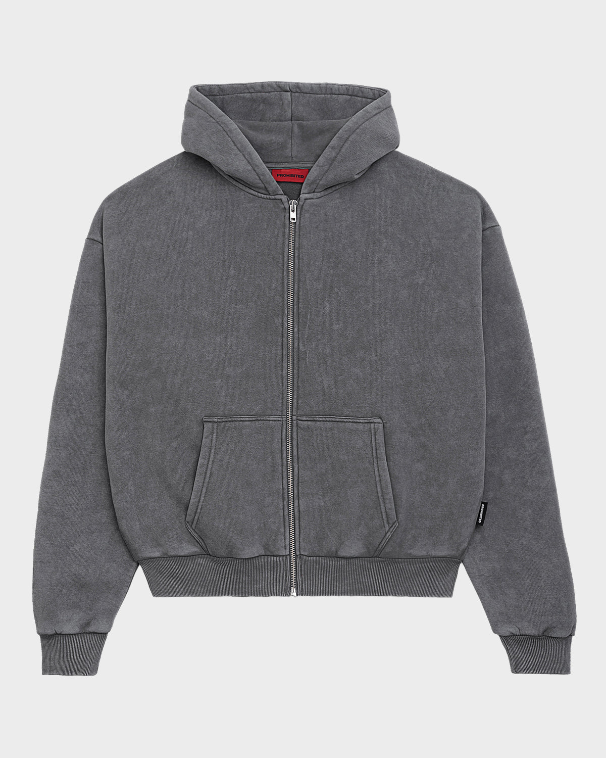 Oversized Zip Hoodie Grey (Stone Washed)