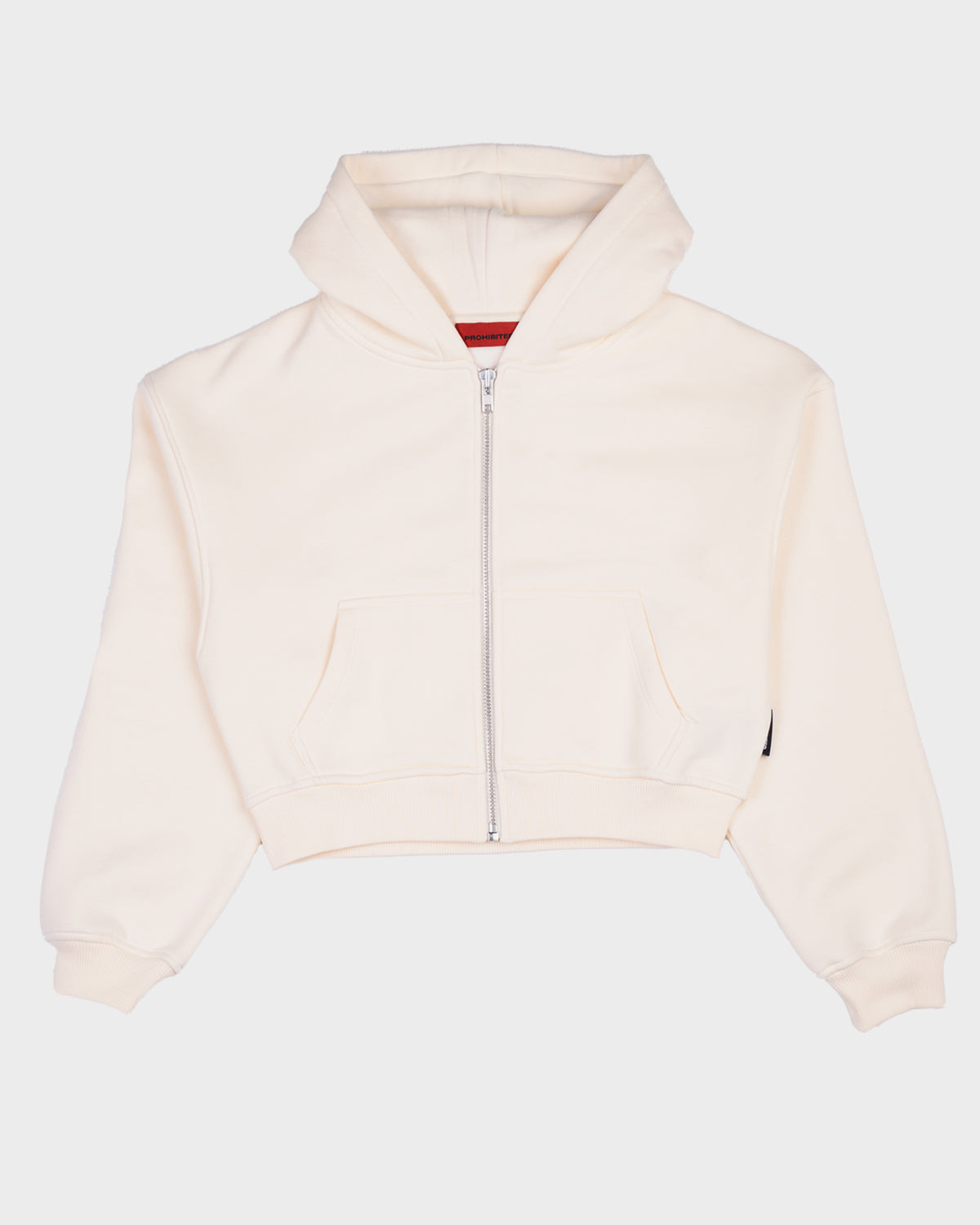 Cropped Zip-Hoodie Cream