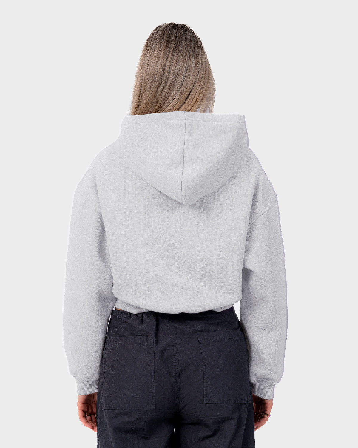 Cropped Zip-Hoodie Grey Melange