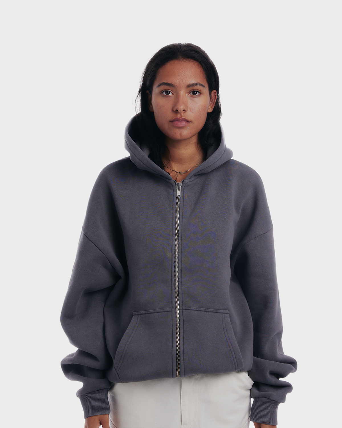 Oversized Zip-Hoodie Grey (Stone Washed)